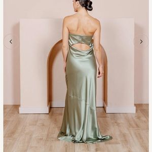 Strapless Satin Leo Dress - Silver Sage